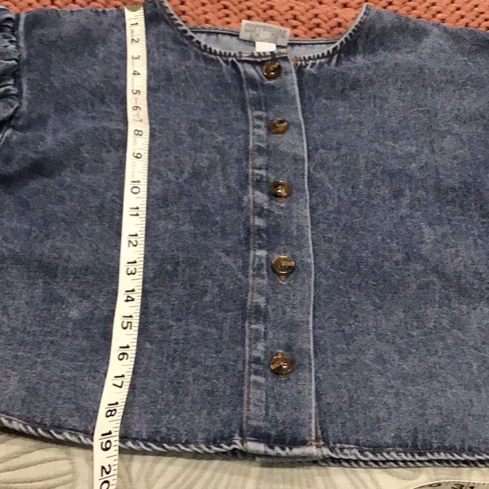 Future Collective Denim Puff Sleeve Top - Picture 7 of 8